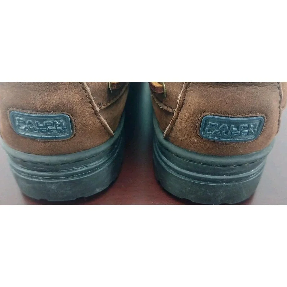 Polo Ralph Lauren Brown Leather loafer boat shoes mens 9.5 B preppy sailing